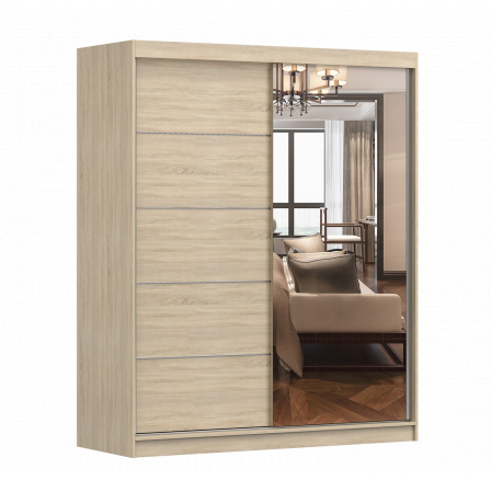 BONO 05 gardróbszekrény tükörrel, Sonoma tölgy