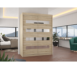 Tolóajtós szekrény tükörrel BALTIC 150 Sonoma+Sonoma