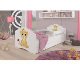 Ágy matraccal, leesésgátlóval és fiókkal CASIMO LION 160x80 Fehér