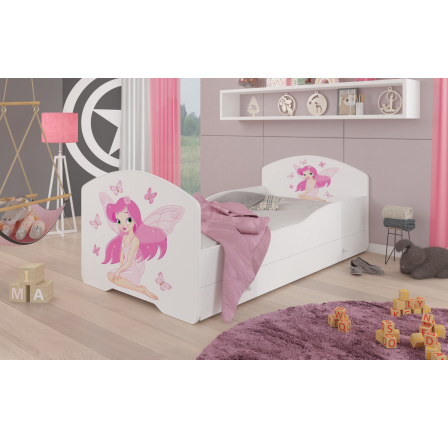 Ágy matraccal és fiókkal PEPE LÁNY SZÁRNYAKKAL 160x80 Fehér