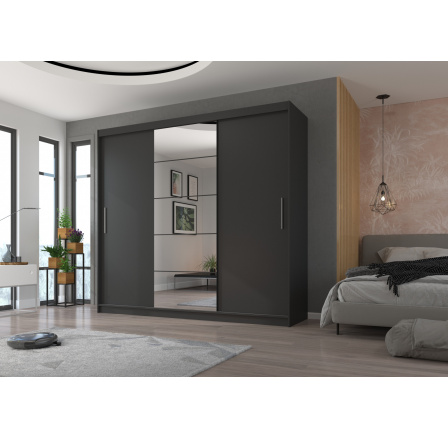 Tolóajtós szekrény tükörrel ERWIN 235 Antracit+Antracit