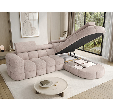 Carmenn corner sofa with sleeping function, storage compartment and adjustable headrests, light brown bouclé, right-hand side Xillar 20 205x126 Right 1