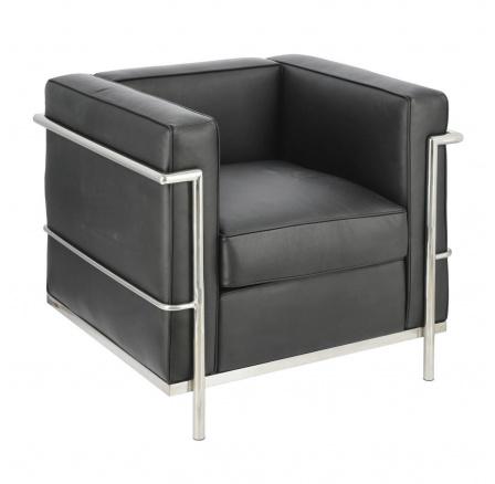 Kubik fotel fekete bőr TP