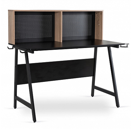 Biurko Gamingowe ICE 138,5 cm Czarne/Dąb Sonoma