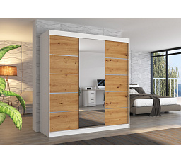 Tolóajtós szekrény tükörrel BERGEN 200 Fehér+Artisan