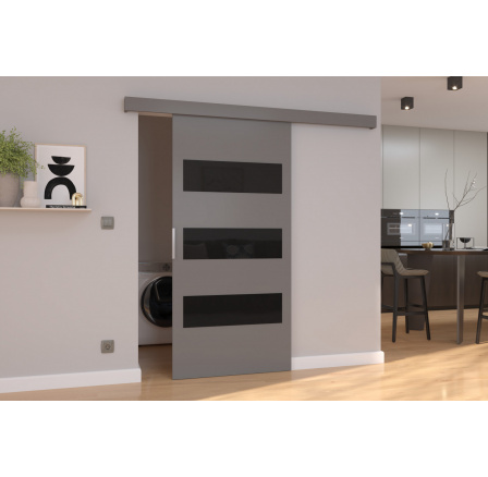 Falra szerelhető tolóajtó ARES 106 Szürke+Fekete Lacobel