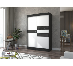 Tolóajtós szekrény lacobellel BATIA 150 Fekete+Fehér