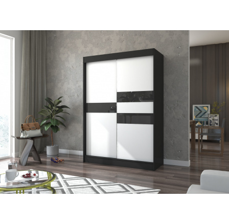 Tolóajtós szekrény lacobellel BATIA 150 Fekete+Fehér