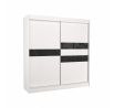 Tolóajtós szekrény lacobellel BATIA 200 Fehér+Fekete Lacobel