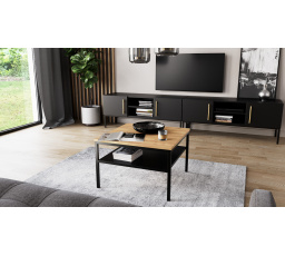 Lanzzi 60 Stolik Dąb Artisan/Czarny Mat Dąb Artisan, Czarny Mat 60x60