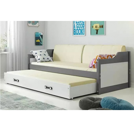 DAWID PODWÓJNE RAMA GRAFIT WYPEŁNIENIA BIAŁY SZUFLADA BIAŁY 80 X 190 KPL