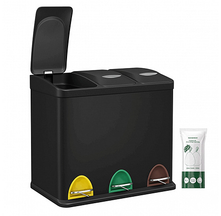 Koš na tříděný odpad, plast, černá, AUK-E1124 BK Koš na tříděný odpad, plast, černá, AUK-E1124 BK