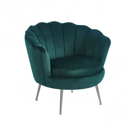 Velvet zöld fotel /ezüst lábak/ LC-032-1