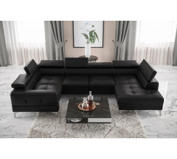 NAROŻNIK TOSCANIA MAX I 170x350x185 CM SKÓRA NATURALNA - lewa , Skóra czarna