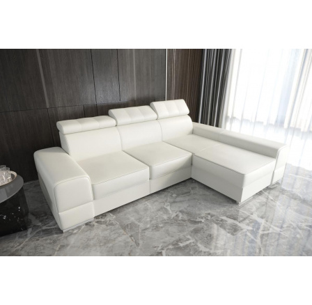 NAROŻNIK ROYAL 295×185 - prawa , Biała eko skóra