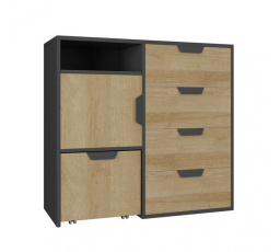 NANO komód - NA8, grafit+rivera tölgy