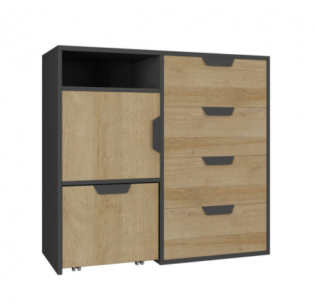 NANO komód - NA8, grafit+rivera tölgy