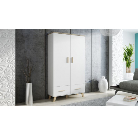 LOTTA ruhásszekrény, 2D2S Fehér/ Sonoma tölgy