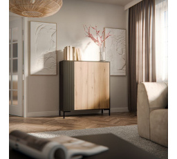 MERCI 100 komód, fekete/tölgy artisan