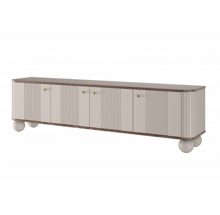 Szafka RTV Vesper 4D 187 cm - kaszmir / orzech / złote uchwyty / nogi kule