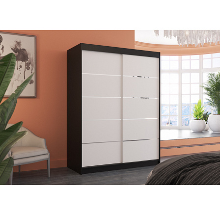 Tolóajtós szekrény LUFT 150 Fekete+Fehér