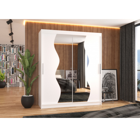 Tolóajtós szekrény tükörrel MEDISON 180 Fehér+Fehér