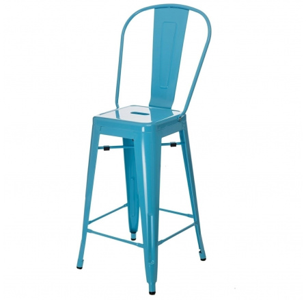 Paris Back bárszék 66 cm kék, Tolix inspirációval