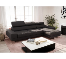 NAROŻNIK MILANO MINI SKÓRA NATURALNA - Skóra czarna , prawa