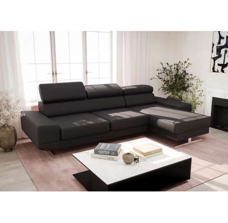 NAROŻNIK MILANO MINI SKÓRA NATURALNA - Skóra czarna , prawa