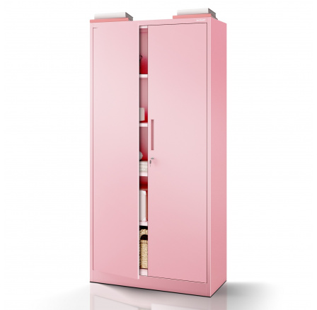 JAN irodai szekrény, 900 x 1850 x 400 mm, Fresh Style: púderrózsaszín