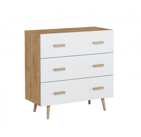 BRILLO K3S komód, Ribeck tölgy + Fehér matt