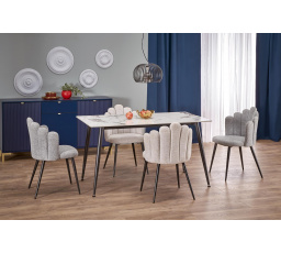 EMILIO étkezőasztal 140, Fehér márvány hatás/Fekete