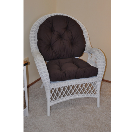 Ratanové křeslo Florida bílé polstr hnědý