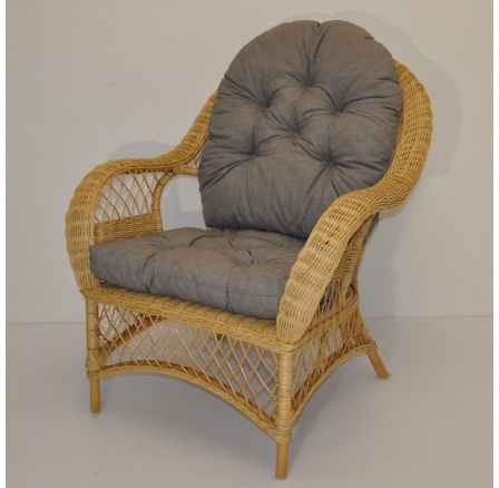 Ratanové křeslo Florida medové  polstr šedý melír