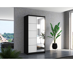 Tolóajtós szekrény tükörrel ORLANDO 100 Fekete+Fehér