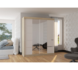 Tolóajtós szekrény tükörrel TRAVES 180 Sonoma+Fehér