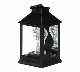 Lámpás angyallal belül - műanyag/üveg, LED világítás, fekete