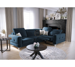 NAROŻNIK MALIBU RELAX Z FUNKCJĄ SPANIA 185x250 CM - prawa , Odcienie niebieskiego