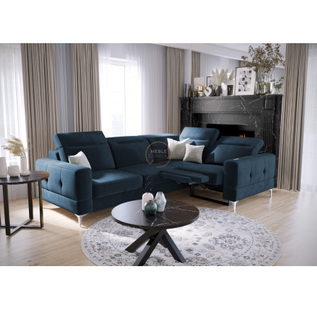 NAROŻNIK MALIBU RELAX Z FUNKCJĄ SPANIA 185x250 CM - prawa , Odcienie niebieskiego NAROŻNIK MALIBU RELAX Z FUNKCJĄ SPANIA 185x250 CM - prawa , Odcienie niebieskiego