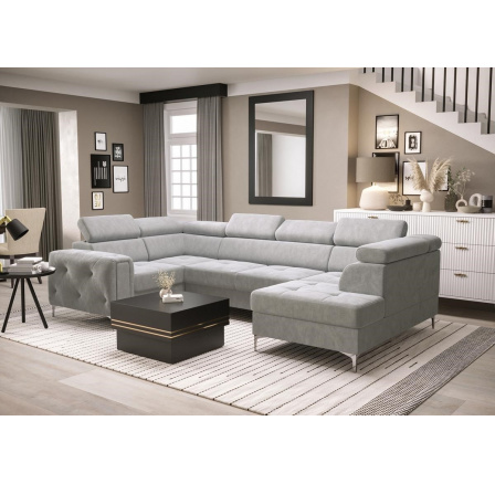 NAROŻNIK ORION MAX II Z FUNKCJĄ SPANIA 165X350X185 CM - Odcienie szarości , lewa