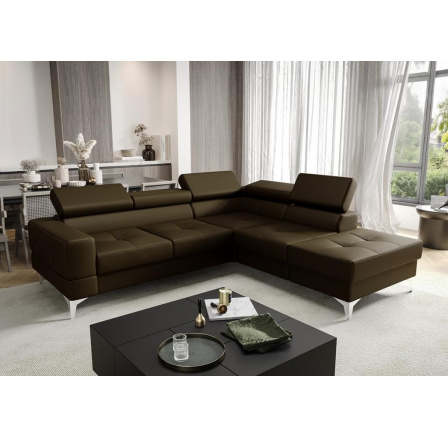 NAROŻNIK SKÓRZANY Z FUNKCJĄ SPANIA TOSCANIA II 230x250 - prawa , Odcienie brązu