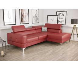 NAROŻNIK TOSCANIA MINI SKÓRA NATURALNA 170x250 CM - Odcienie czerwieni , prawa