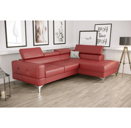 NAROŻNIK TOSCANIA MINI SKÓRA NATURALNA 170x250 CM - Odcienie czerwieni , prawa