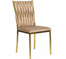 Krzesło DAN Beżowe Plecione Welurowe