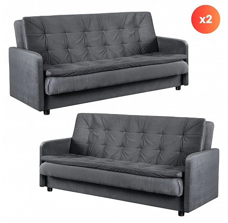 Zestaw 2x Sofa Rozkładana STELLA Szara