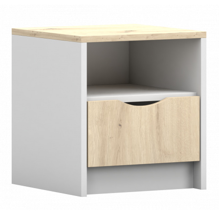 Éjjeliszekrény - JOY I 22, Fehér/Tölgy Artisan