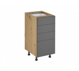 Langen D40S4 alsó konyhaszekrény, szürke/tölgy artisan