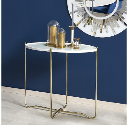 Íróasztal KN2, fehér/arany