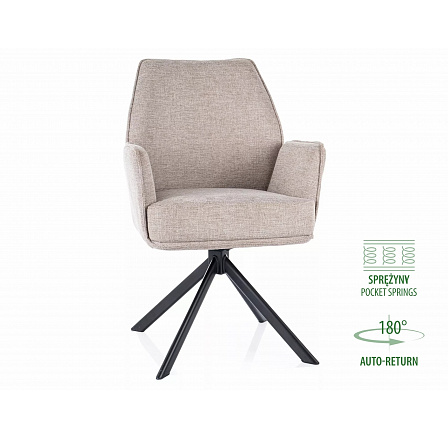 HUGO BREGO forgó étkezőszék rugós üléssel, Bézs 31/Fekete