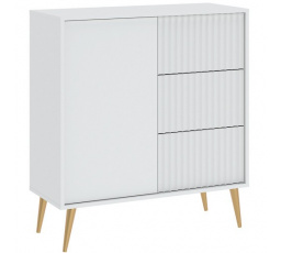 BARCELONA 1D3S komód, Fehér/Arany